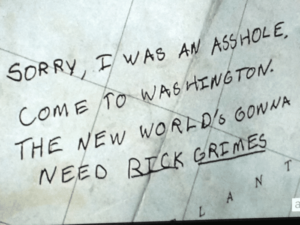Abraham left a written apology for Rick before leaving for Washington.