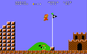 Super Mario jumping for flagpole
