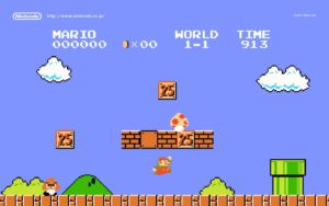 mario jumps over pit