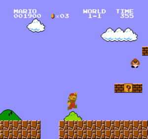 mario jumps over a pit
