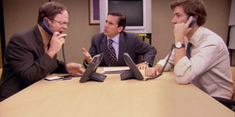 Cover of Michael, Dwight, Jim from The Office episode "Customer Survey"