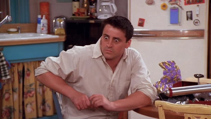 Joey making shocked face on Friends